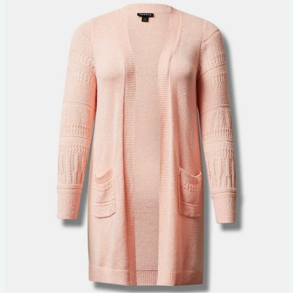 Torrid Duster Open Front Stitch Detail Cardigan Size 1X - Picture 1 of 14